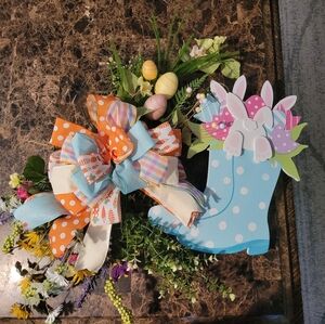 Easter Bunny Wreath with Polka Dot Boots
